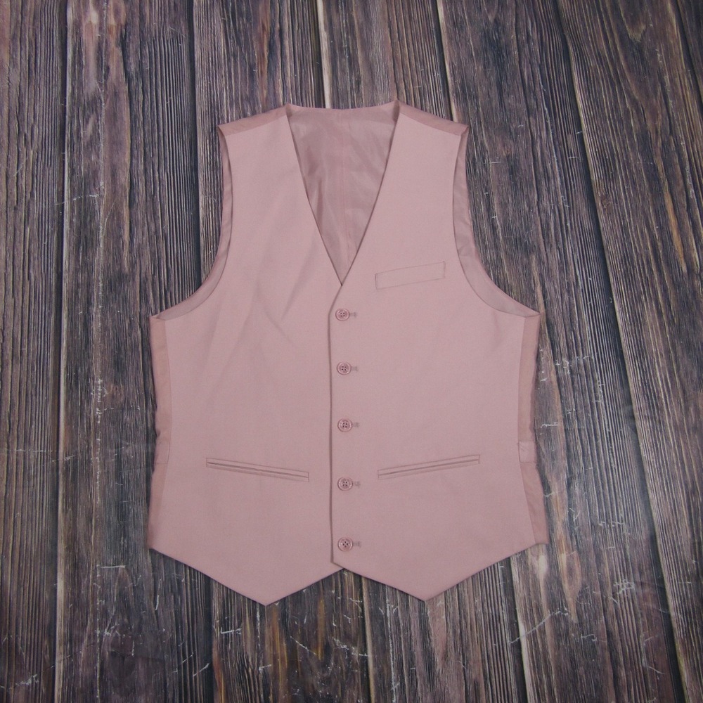 Suit Vest Mens 36 Pink 3 Piece Belted Slim Fit Formal Waistcoat Wedding Vest